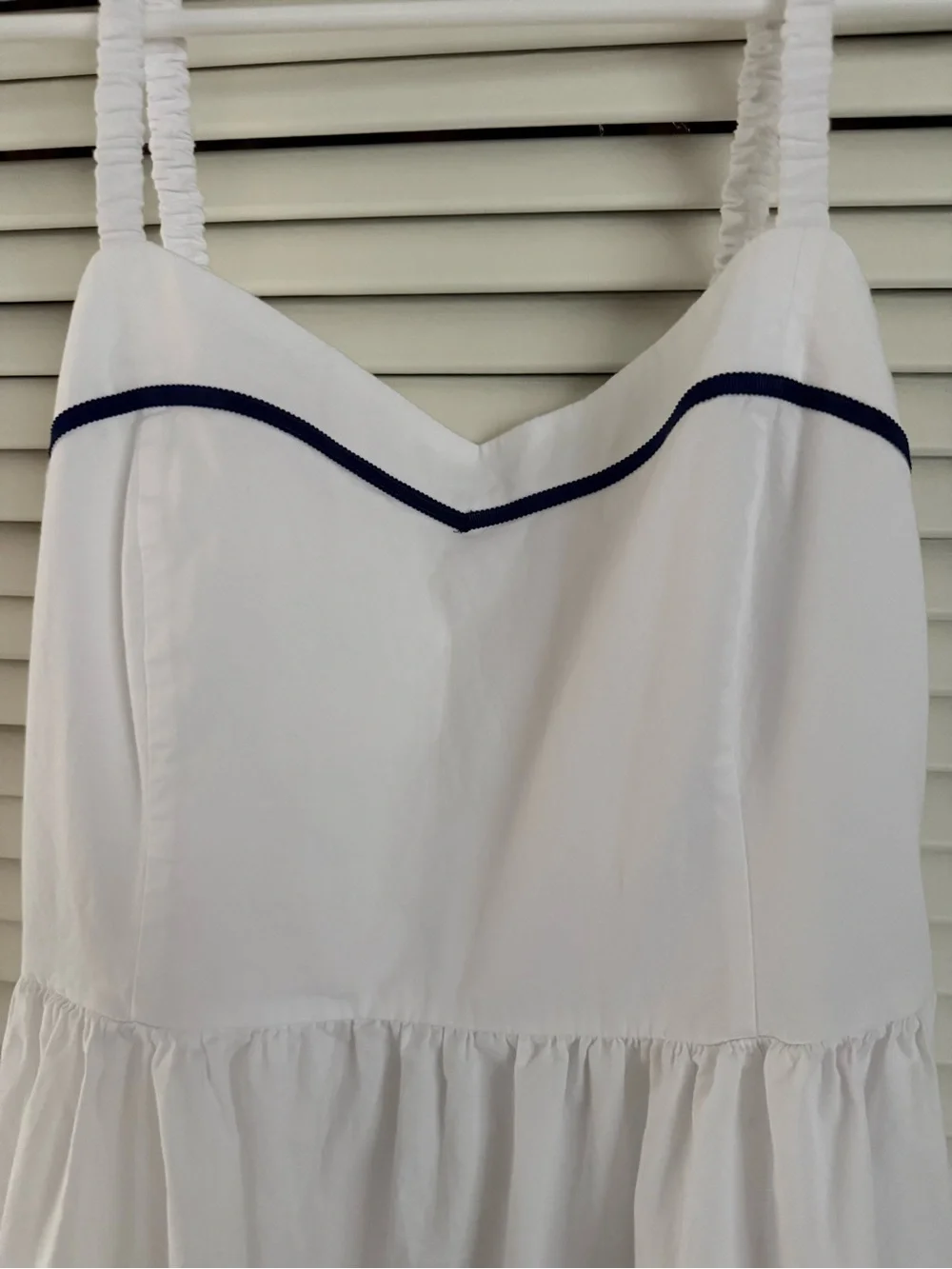 J. Crew White Midi Sundress with Navy Trim❗️
